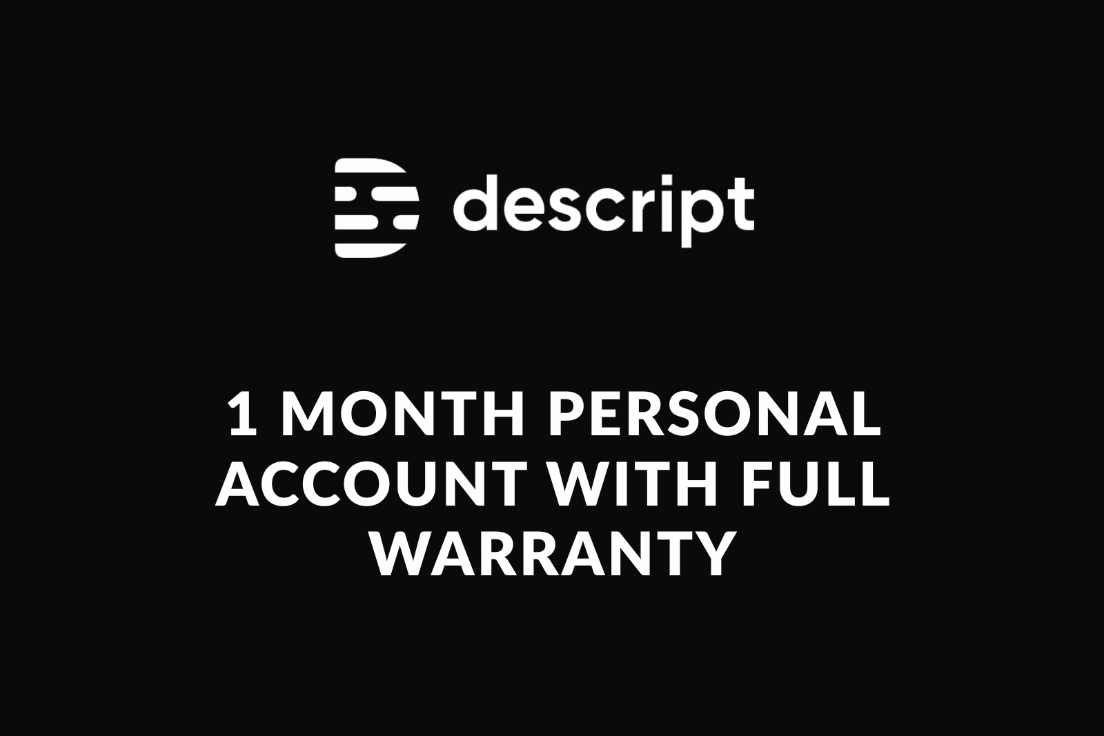 Buy Descript Creator Account – 1 Month Personal Account with Full Warranty
